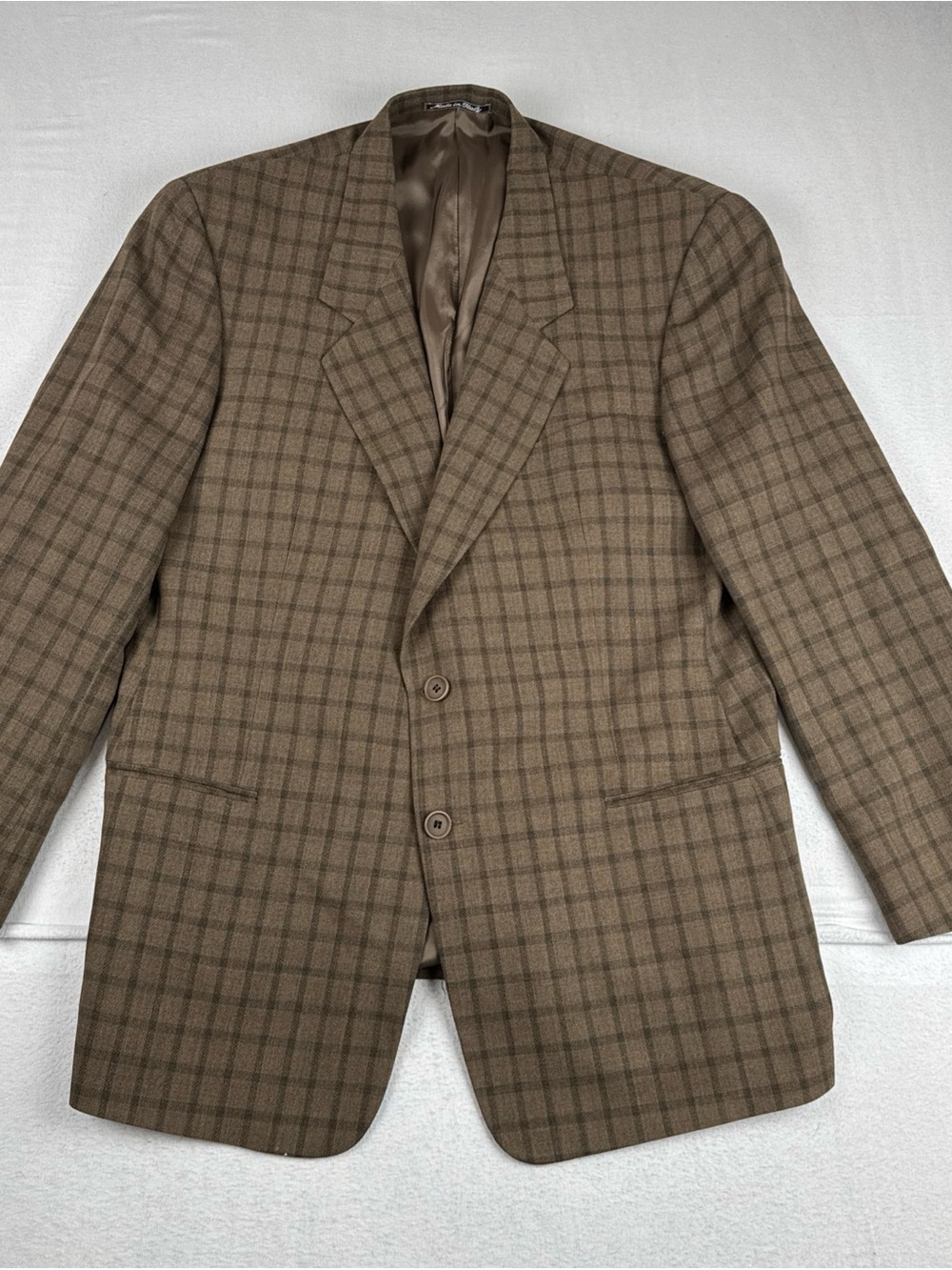 Giorgio Armani Mani Mens Brown Black Plaid Mens Sport Coat 44R Wool Office